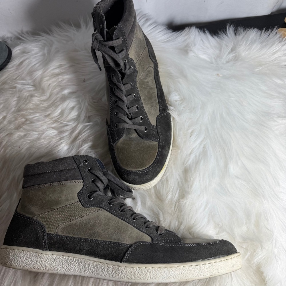 Crevo Seiler Mens Grey Leather Suede Side Zip High Top Sneakers CV1631-020